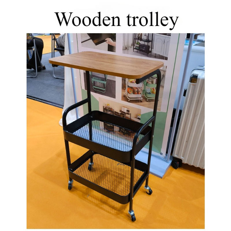 Thumbnail: Wooden trolley Movable coffee table Living room Sofa storage Wheeled tea table B