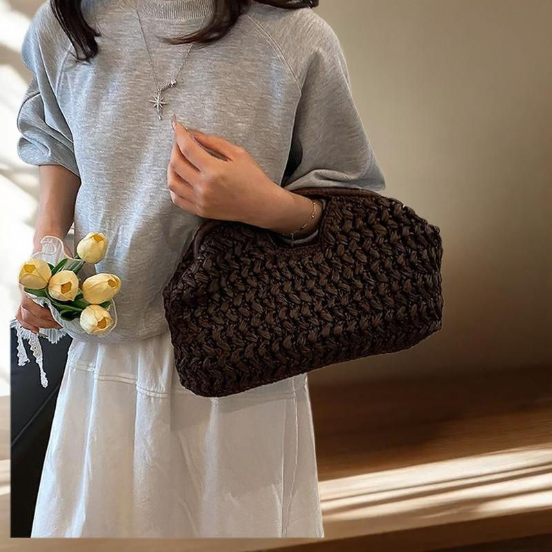 Thumbnail: Women's Elegant Fashion Straw Handbag, Versatile Beach Shoulder Bag, Exquisite W