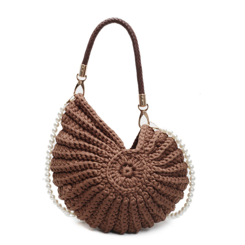 Thumbnail: Hand-woven Shell Handbag For Women Cute Pearl Chain Hand-woven Messenger Bag Ret