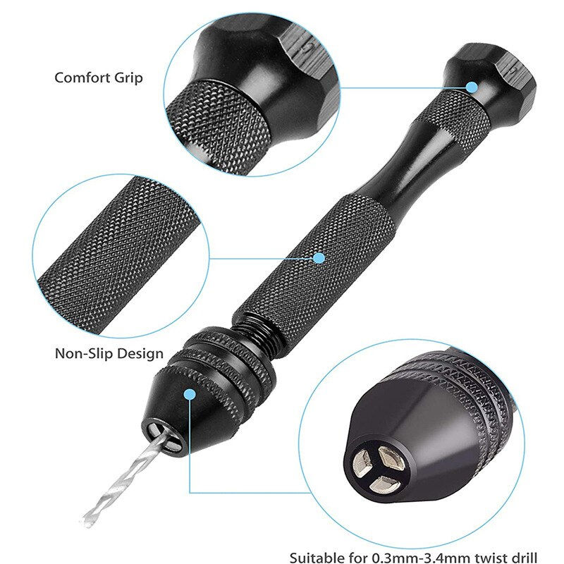 Thumbnail: Mini Tool Set with Black Hand Twist Drill 10Pcs Fried Dough Twists Drill for Woo