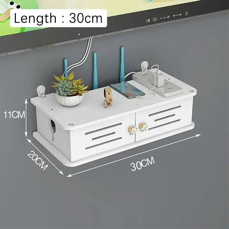 Thumbnail: WIFI Router Wall Mounted Organizer Shelf Cable Power Plus Wire TV Set-Top Box St