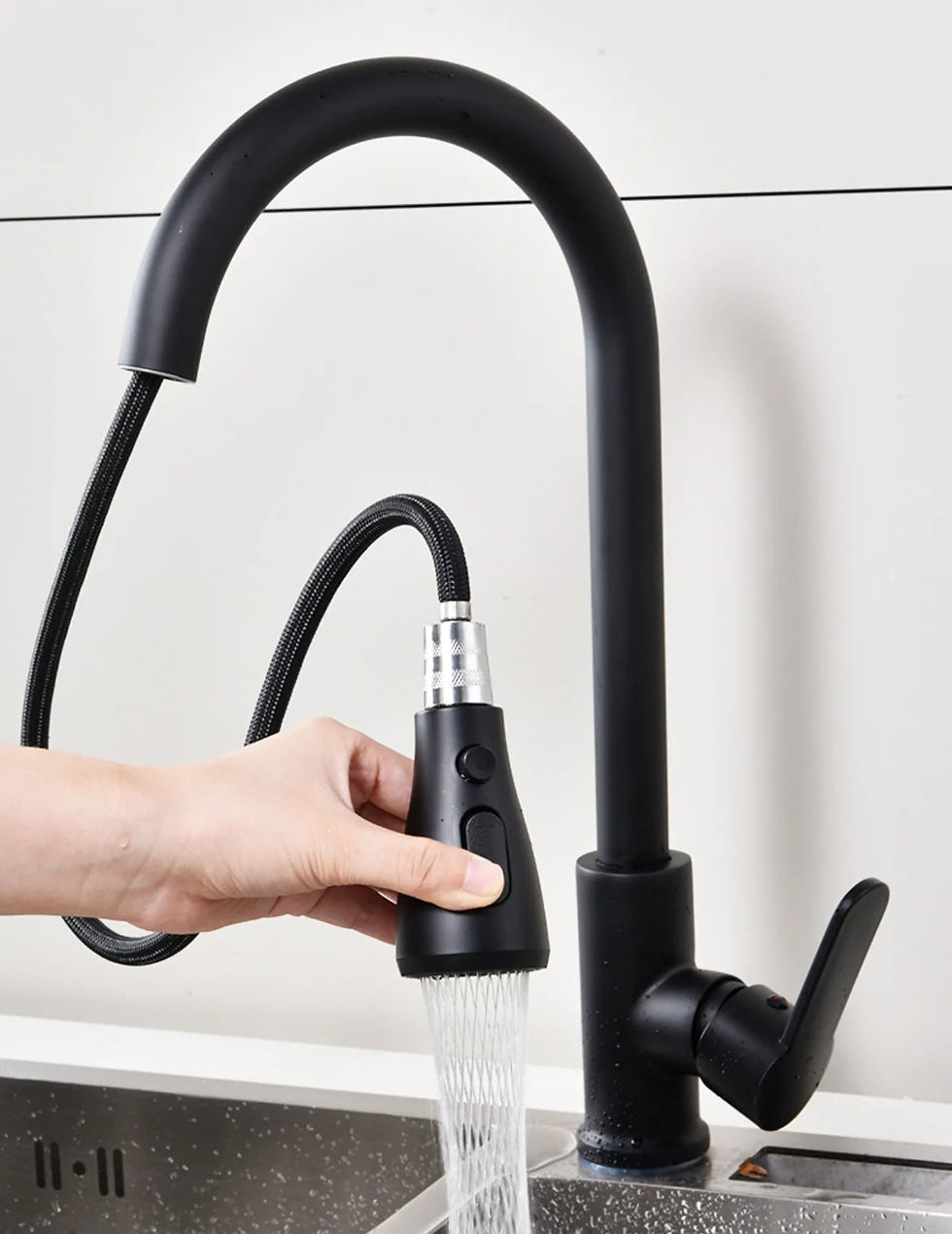 Thumbnail: Kitchen Faucets 304 stainless steel Pull Out Kitchen Sink Water Tap Deck Mounted