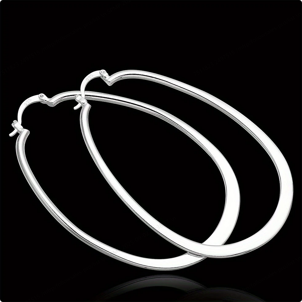 Thumbnail: Charming 925 Sterling Silver 45mm Simple Round Earrings for Women, Elegant Party