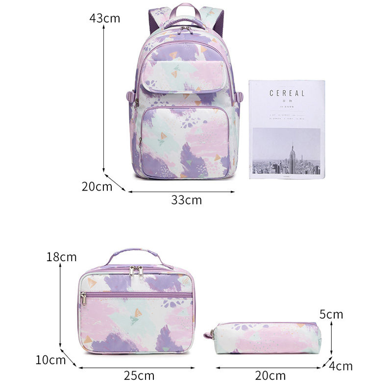 Thumbnail: School Bags for Girls Set Waterproof Girls' School Backpack Pencil Cases Lunchbo