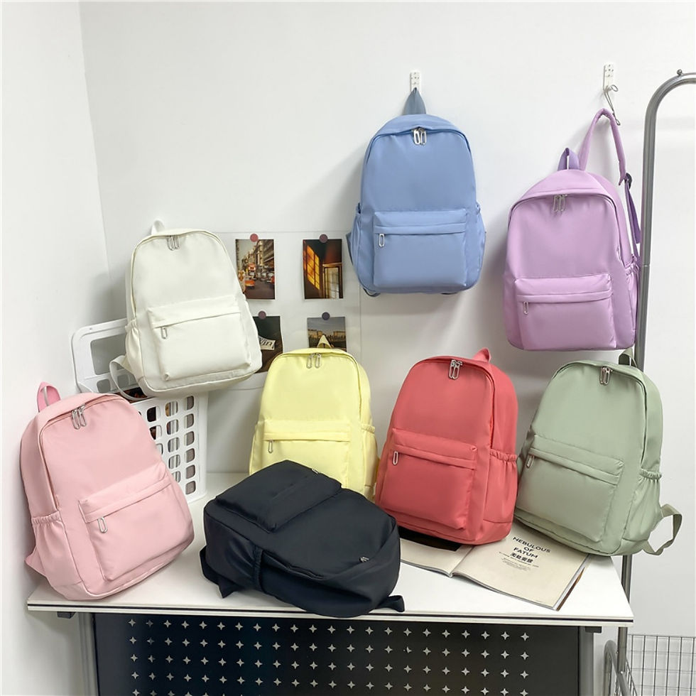Thumbnail: Simple Solid Color Bookbag Waterproof Student School Bag Waterproof Nylon Backpa