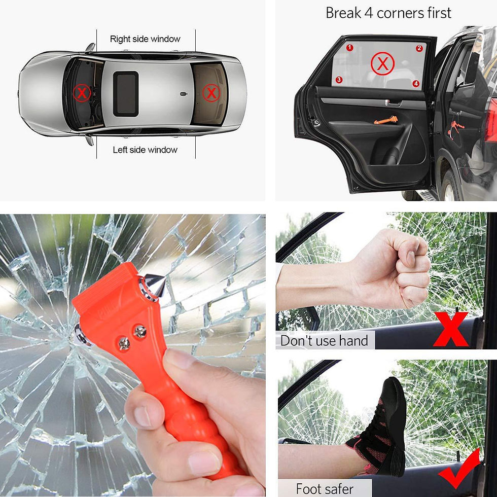 Thumbnail: Safety Hammer Camping Driving Car Seat Belt Cutter 2-in-1 Emergency Break Window