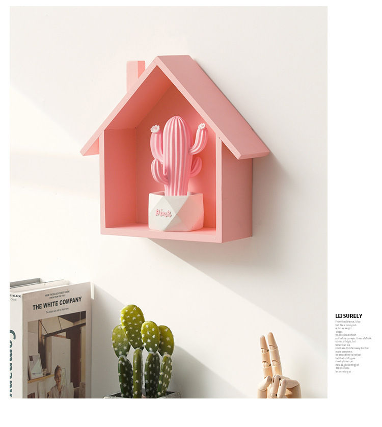 Thumbnail: Wooden Small House Shelf Retro Nostalgia Home Wall Porch Decorations Wall-mounte