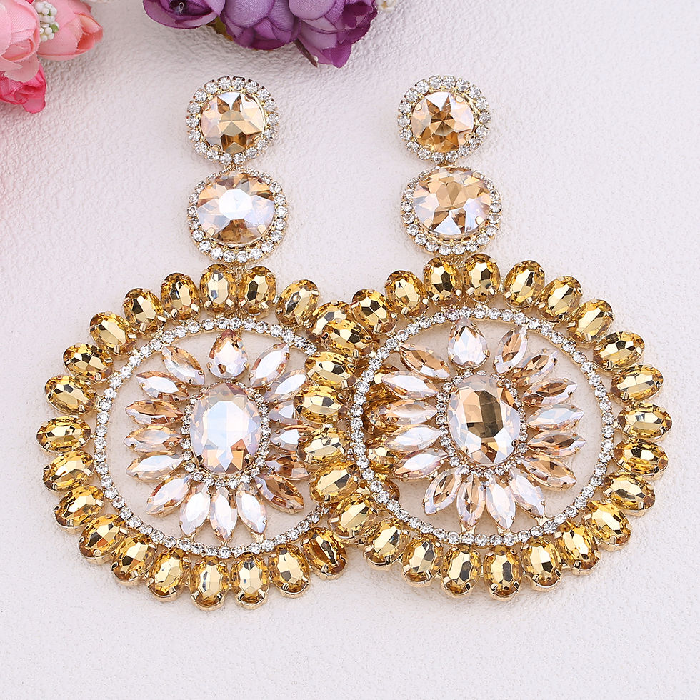 Thumbnail: Design Large Dangle Earrings For Women Girl Luxury Elegant Metal Hollow Round Cr