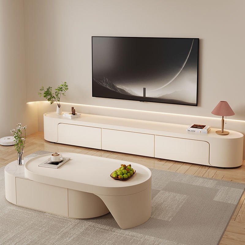 Thumbnail: Heavy Duty Tv Stand Aesthetic Living Room White Entertainment Tv Cabinet High En