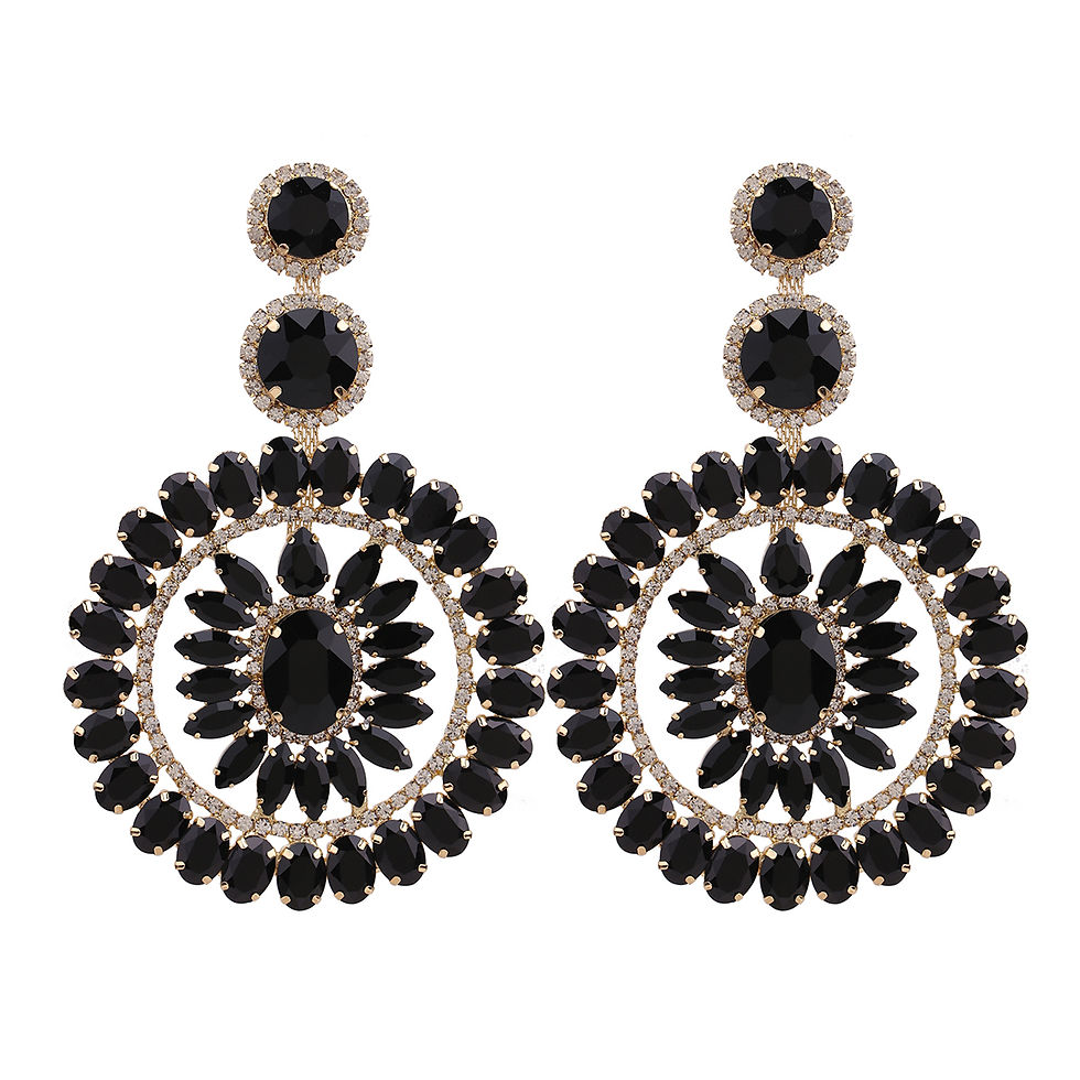 Thumbnail: Design Large Dangle Earrings For Women Girl Luxury Elegant Metal Hollow Round Cr