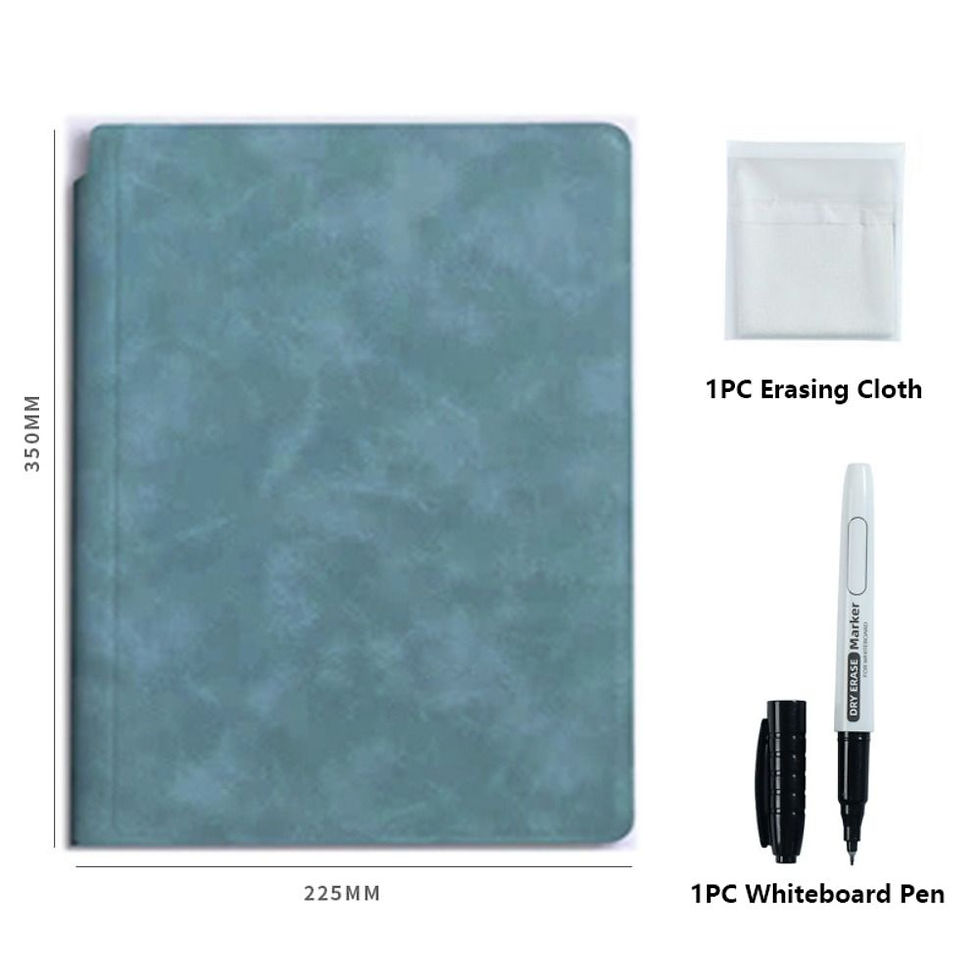 Thumbnail: Leather A4 Whiteboard Notebook Reusable With Erasing Cloth Erasable Whiteboard D
