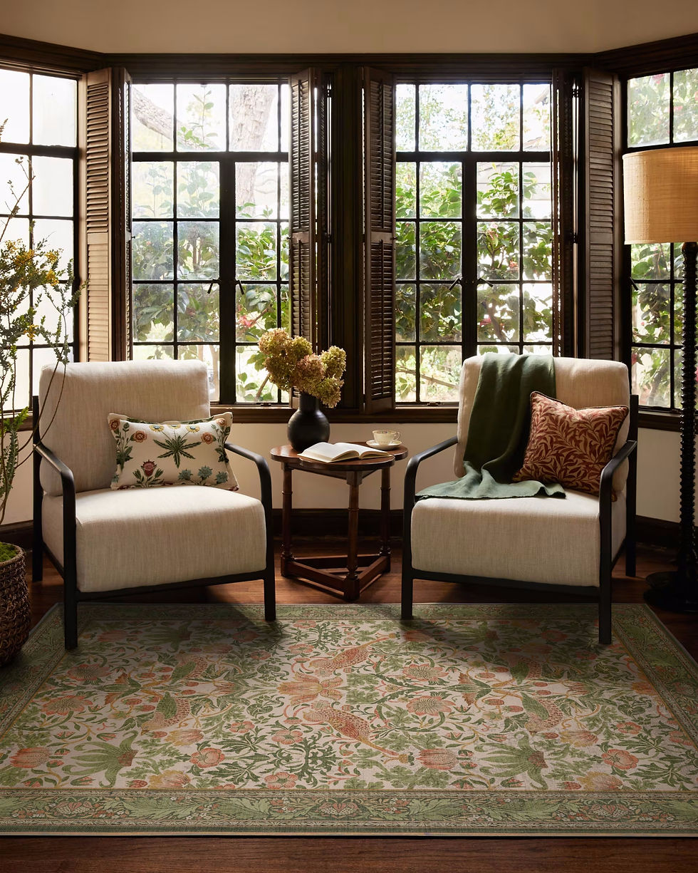 Thumbnail: William Moris Strawberry Thief Stone Gold Rug Classic Design Textured Living Roo
