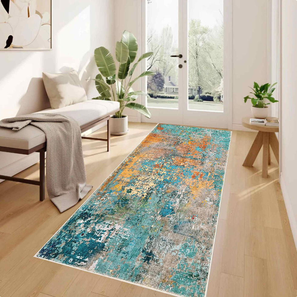 Thumbnail: Modern Abstract Runner Rug Living Room Long Carpet Stain-Resistant Dining Mat fo