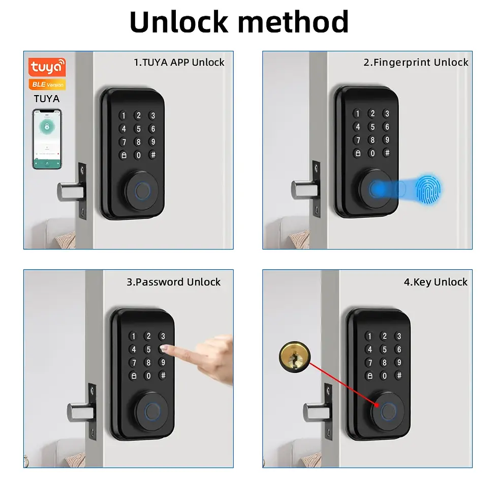Thumbnail: CDOK DS02 Tuya Smart Fingerprint Deadbolt Lock with Latch/Door Sensor Auto Lock
