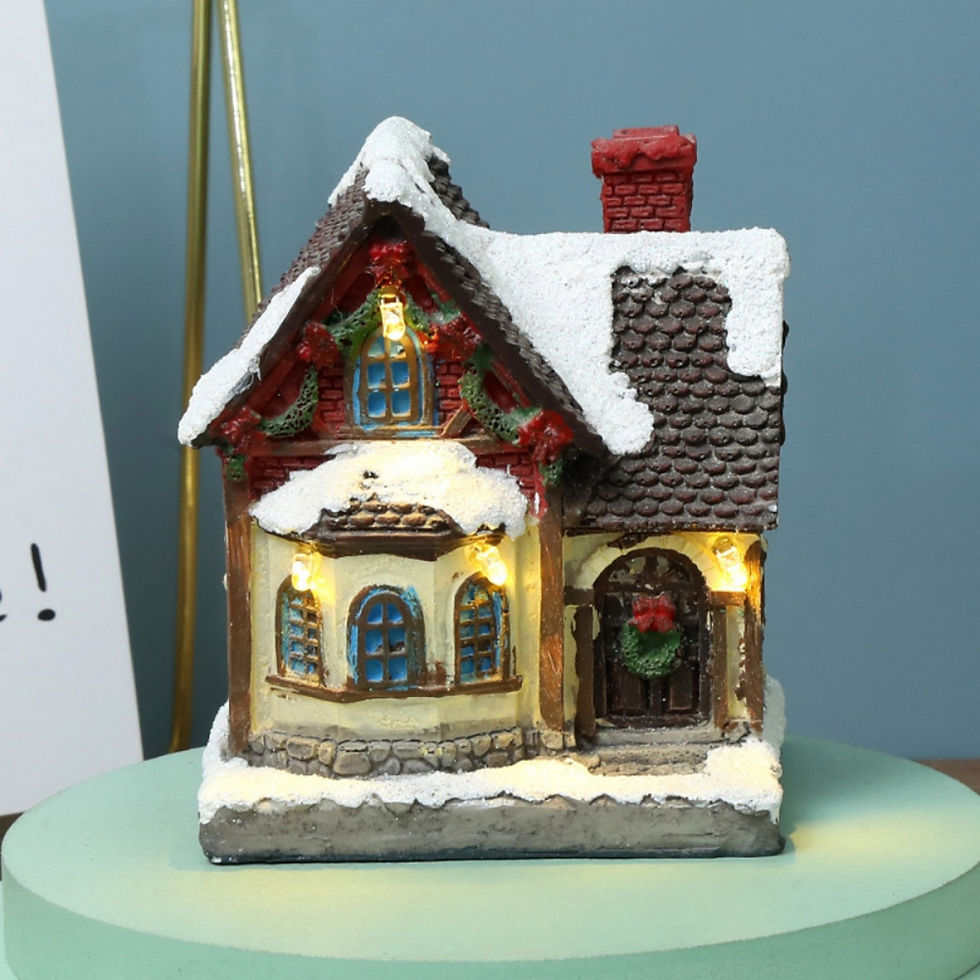 Thumbnail: LED Resin House Christmas Village Ornaments Figurines Decoration Snow View House
