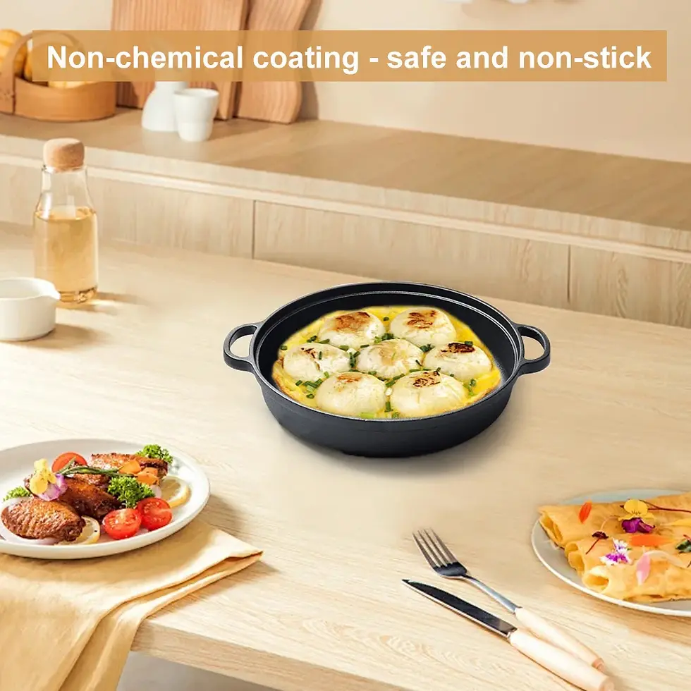 Thumbnail: 8.7/9.8/11/11.8inch Cast Iron Frying Pan with Double Handles Baking Tray Pre-Sea
