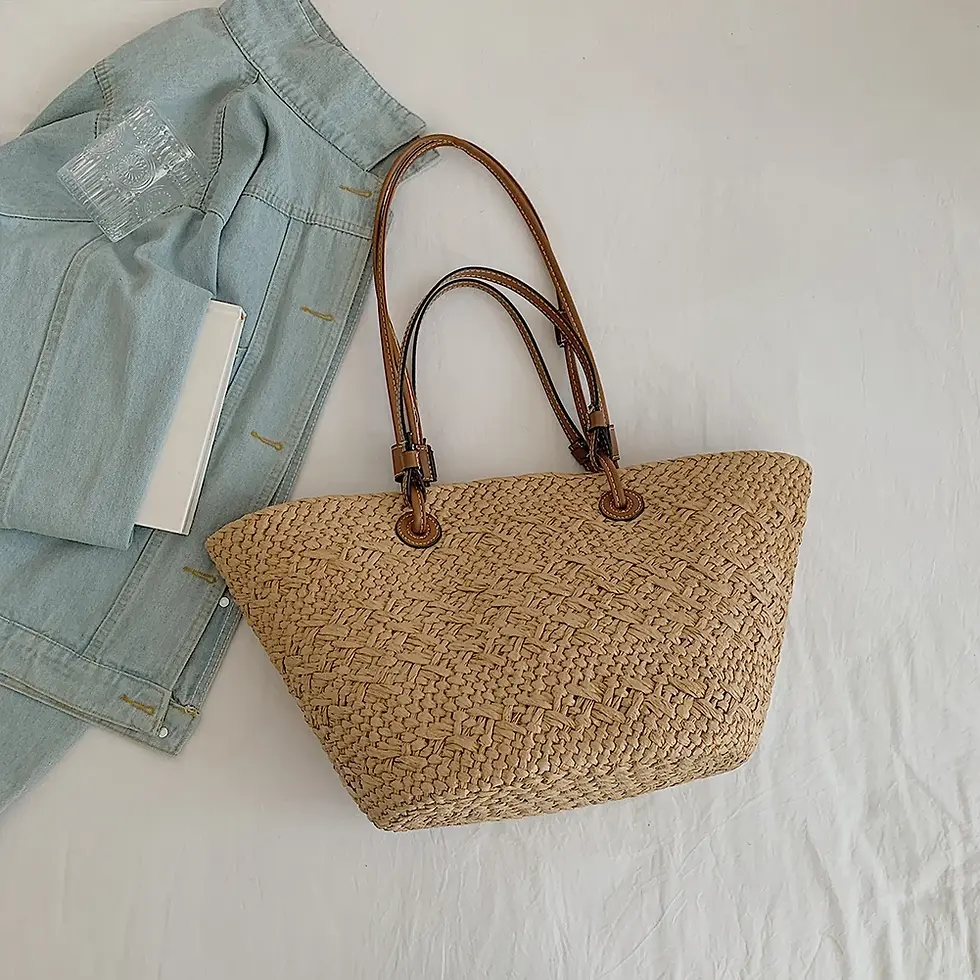 Thumbnail: Women Woven Tote Bag Fashion Shoulder Bag Large Capacity Summer Beach Bags Simpl