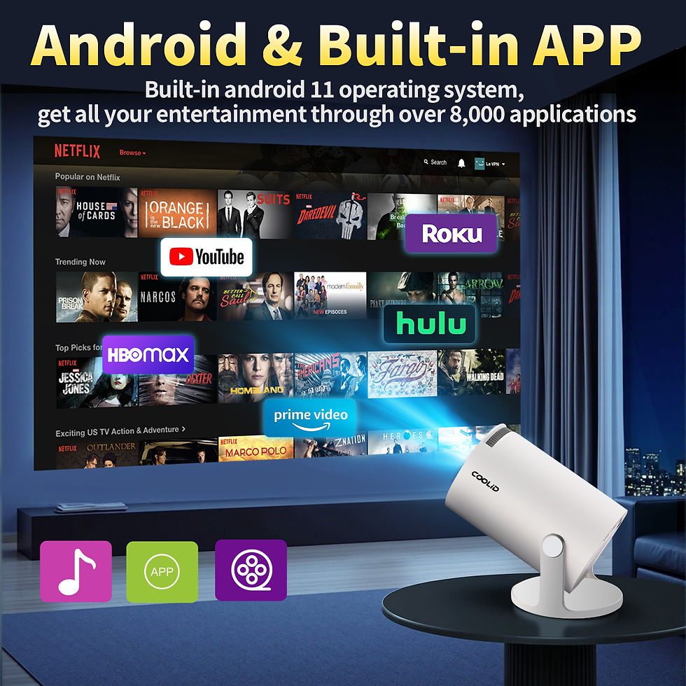 Thumbnail: Mini Projector Native 1080P Wifi6 BT5.4 Portable Video Projector 4K Support, Aut