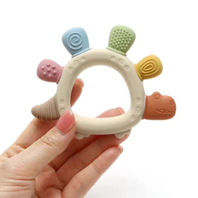 Thumbnail: Baby Dinosaur Silicone Teething Toys BPA Free Easy to Grip Infant Care Teether C