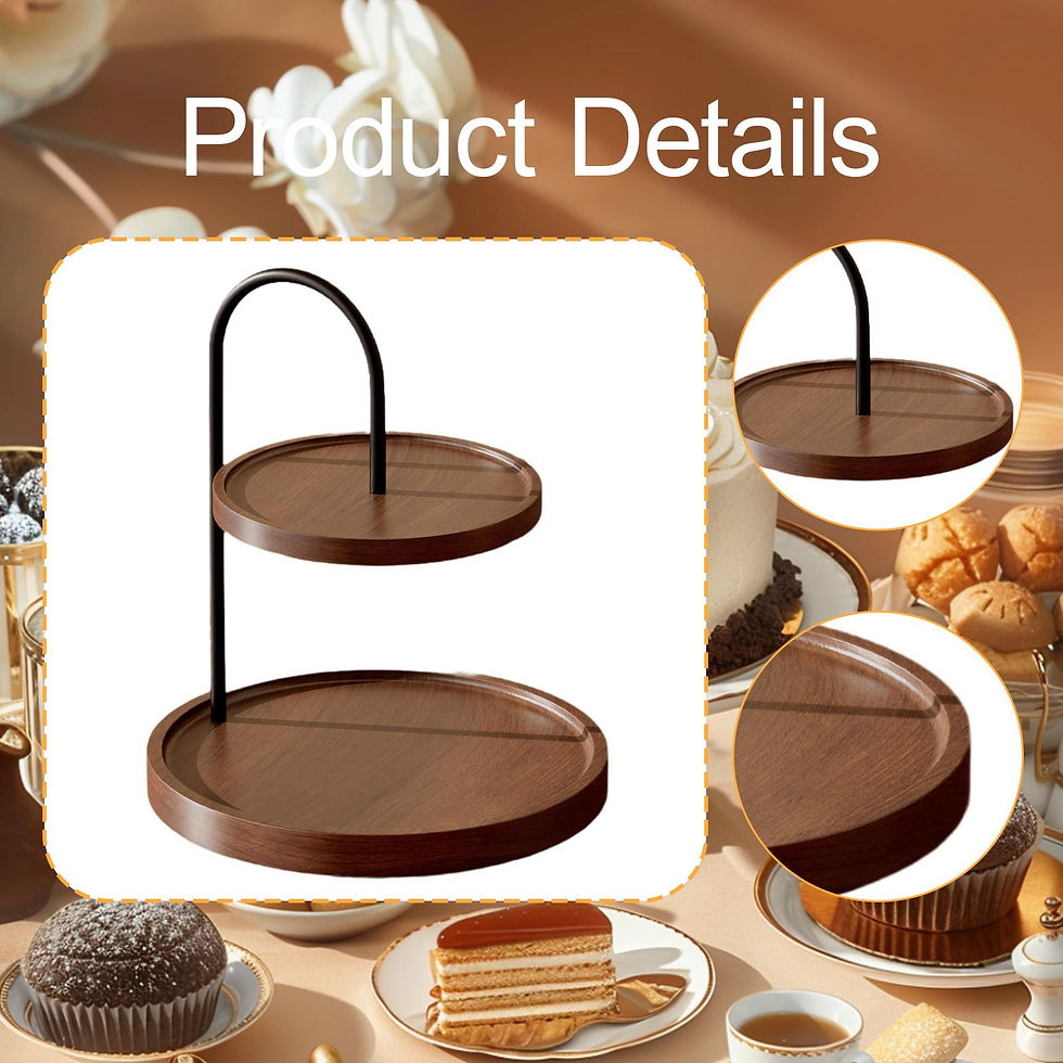 Thumbnail: Tiered Party Platter Modern Kitchen Organizer Wood 2 Tier Serving Tray Stand for