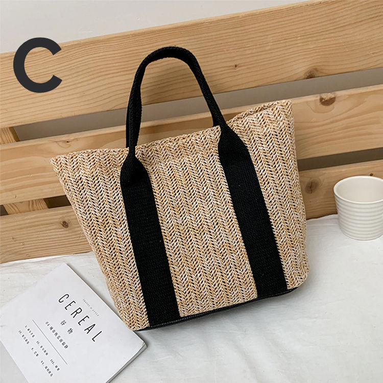 Thumbnail: Women Casual Rattan Handbags Fashion Summer Beach Straw Bag Woven Shopping Bag T