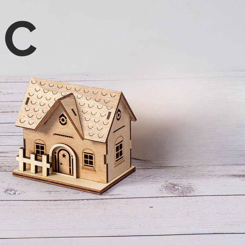 Thumbnail: Christmas Wooden Atmosphere Luminous Small Wooden House Decorations Home Furnish