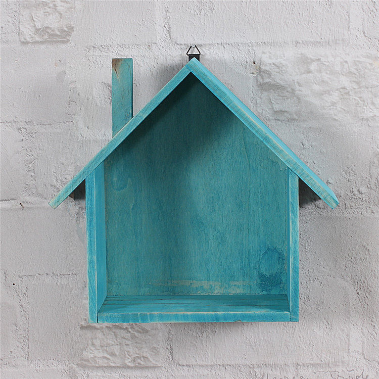 Thumbnail: Creative Wooden Wall Decor Retro Colored House Shaped Shelf Shelves Wood Childre