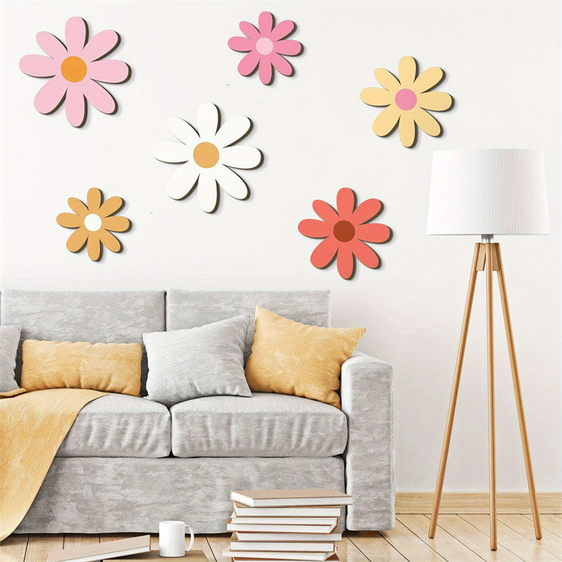 Thumbnail: Nordic Wooden Flower Wall Ornaments Kids Room Decoration Boho Wood Daisy Flowers