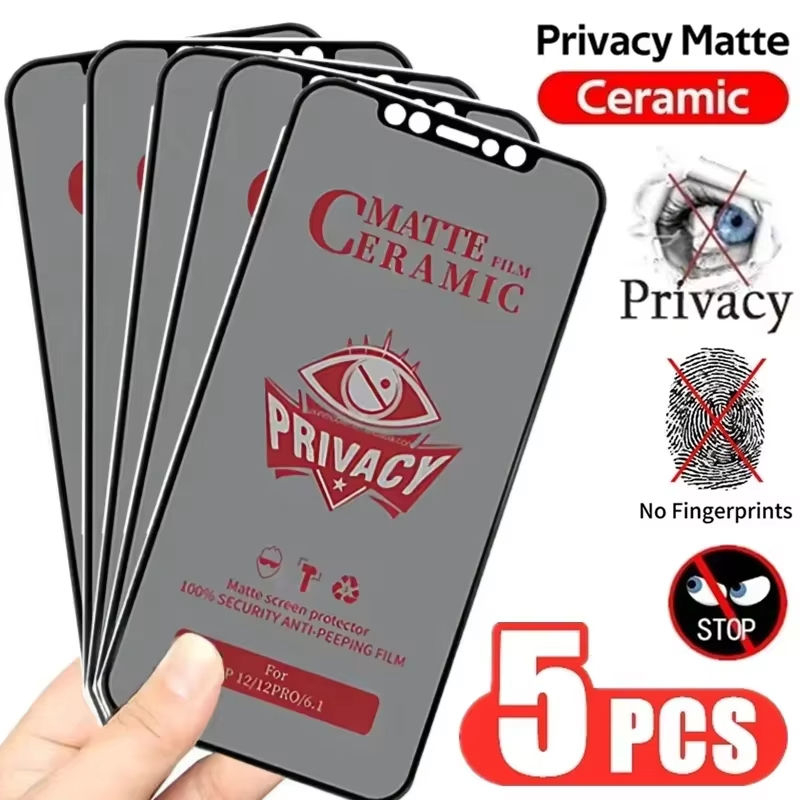 Thumbnail: 1-5Pcs Matte Ceramic Privacy Screen Protector for iPhone 14 11 12 13 15 16 17 Pr