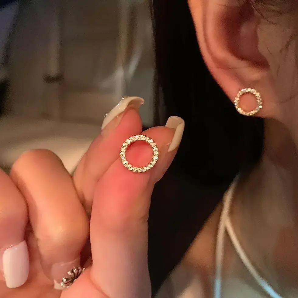 Thumbnail: Delicate Small Circle Stud Earrings for Women Gold Color Crystal Minimalist Kore