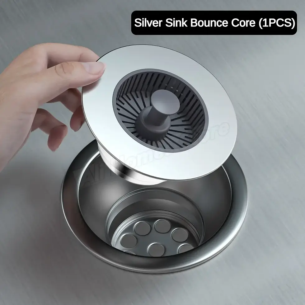 Thumbnail: Kitchen Filter Sink 3 in 1 Pop Up ABS Silver Plated Sink Strainer Drain Basket S
