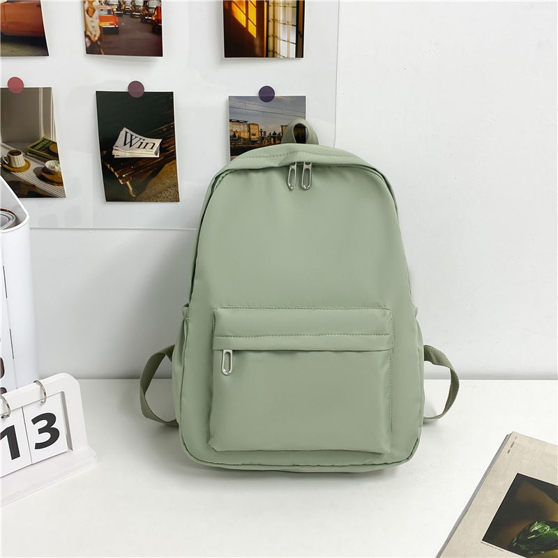 Thumbnail: Simple Solid Color Bookbag Waterproof Student School Bag Waterproof Nylon Backpa