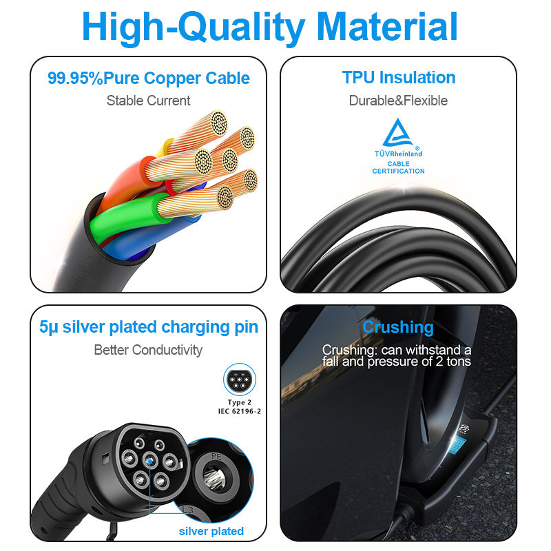 Thumbnail: evsow 3.5KW Portable EV Charger Type2 16A 1P Electric Car Charger Adjustable Cur