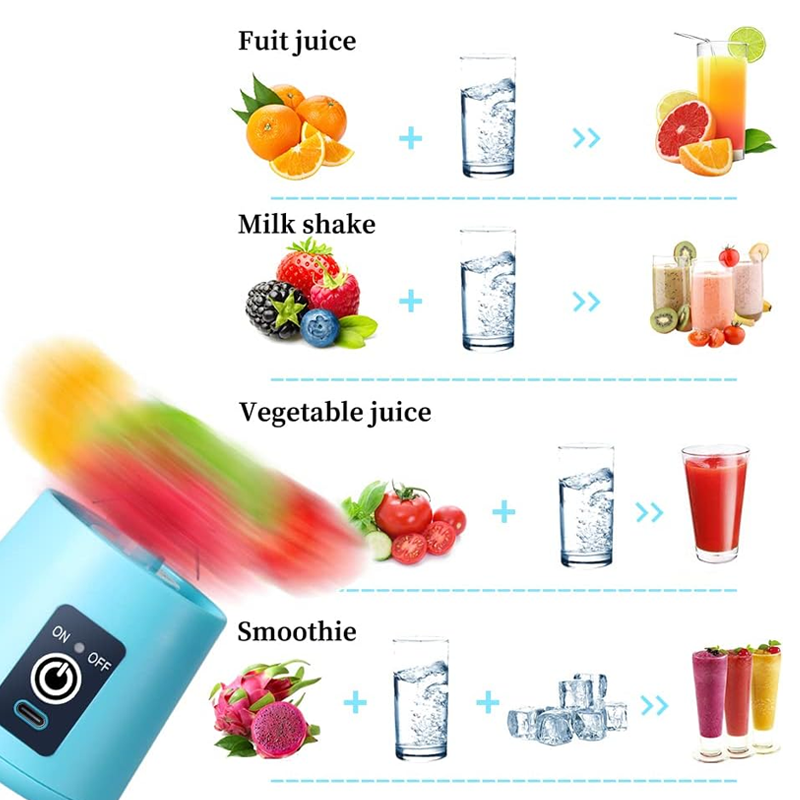 Thumbnail: Portable Blender Fruit Juicer USB Rechargeable Stainless Steel Blade Can Make Mi
