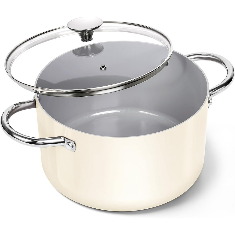 Thumbnail: MICHELANGELO 6 Quart Stock Pot with Lid Cooking Soup Pot with Ceramic Coating Po