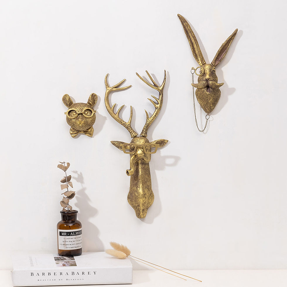 Thumbnail: Decor Wall Art Decor Deer Head Wall Hanging Home Decor Bronzed Resin Animal Hang