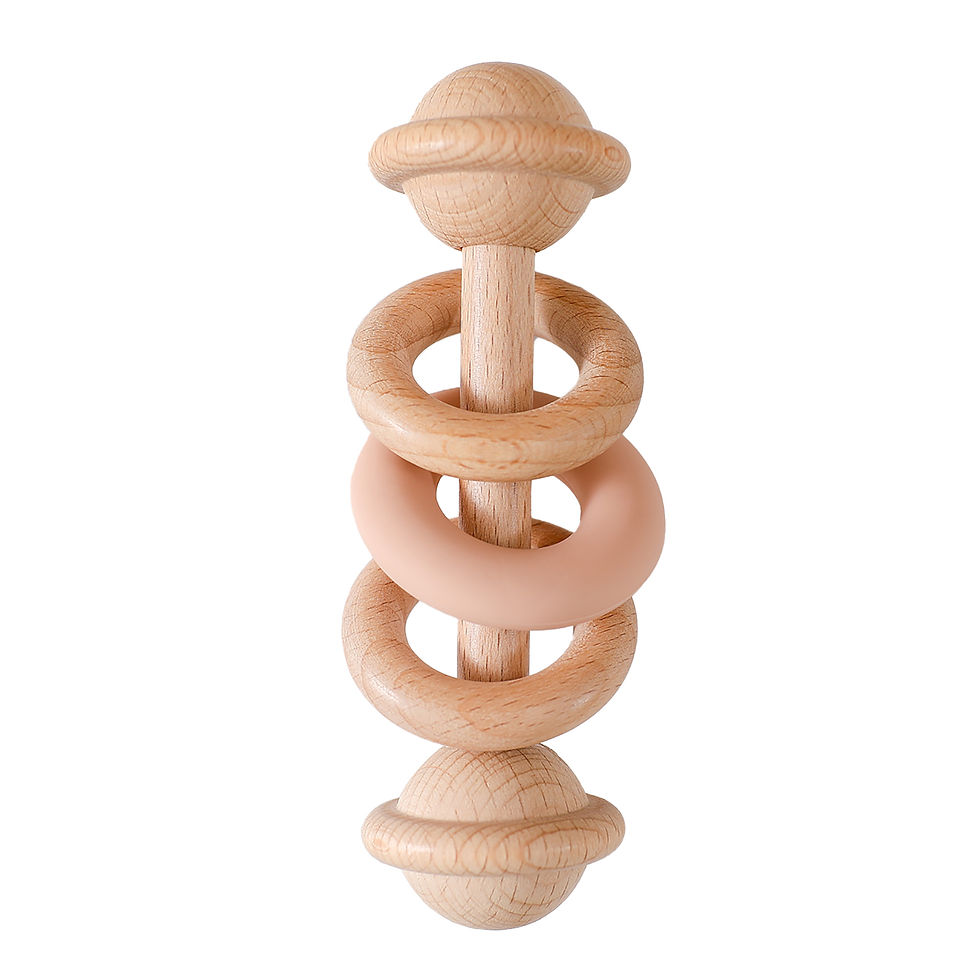 Thumbnail: Baby Toys Wooden Rattles Silicone Ring Baby Rattles and Mobiles 0 12 Months Sens