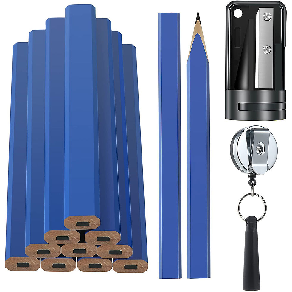 Thumbnail: 12Pcs Carpenter Pencils Tools 7In Carpenter Pencil with Pencil Sharpener Flat Wo