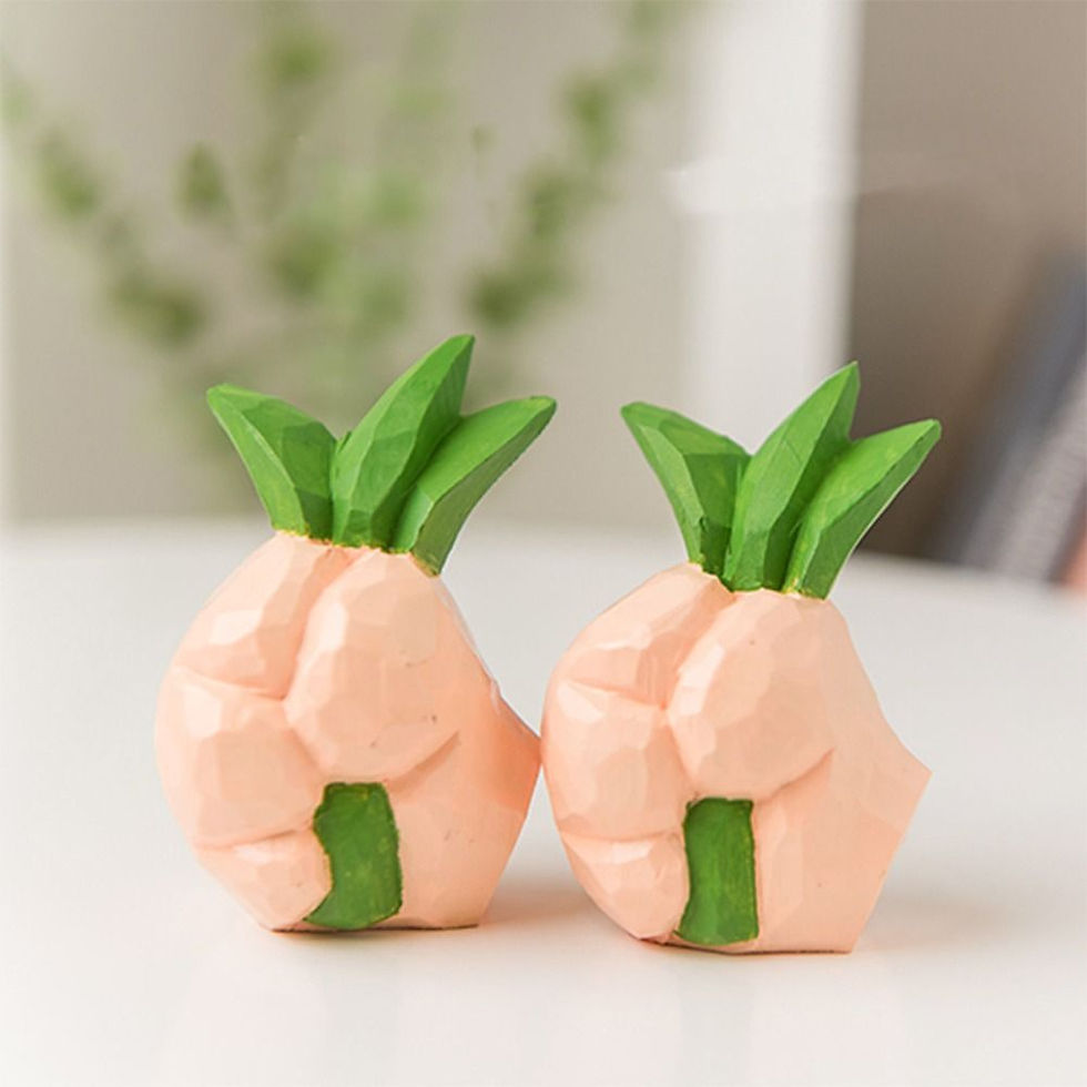 Thumbnail: Home Decor Funny Grass Hand Statue Exquisite Resin Holding Grass Sculpture Artis