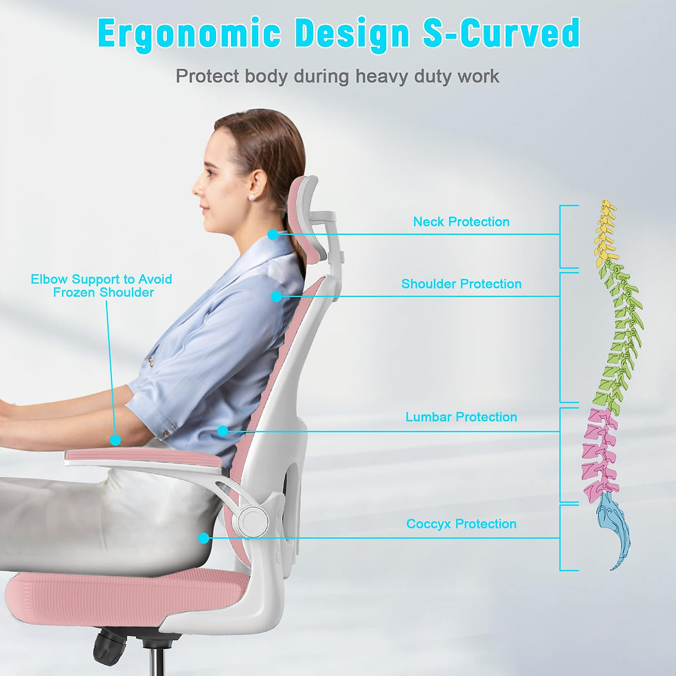 Thumbnail: Pink Ergonomic Office Chair, Liftable High Back Gaming Chair with Lumbar Support