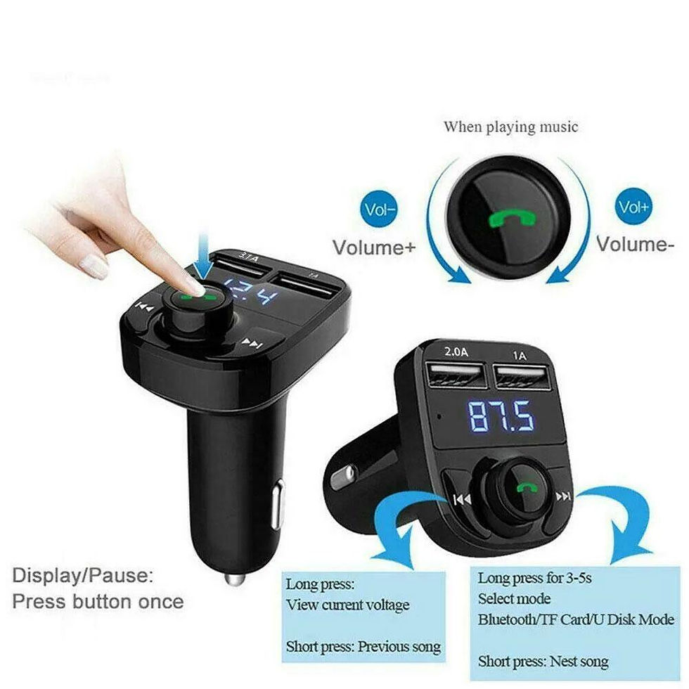 Thumbnail: Car Charger Wireless Bluetooth FM Transmitter Hands-Free Calling Radio Receiver