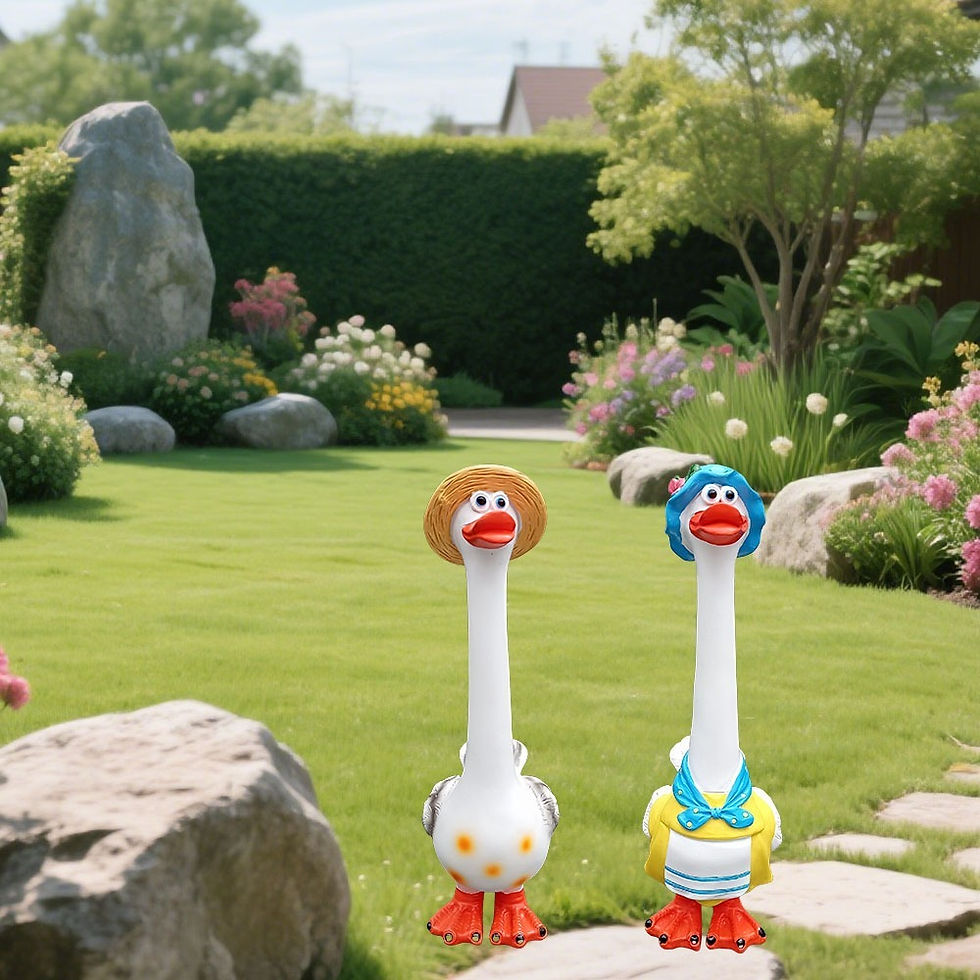 Thumbnail: Holiday Decor Resin Garden Geese Sculpture Cute Funny Geese Figurine Rustic Hand