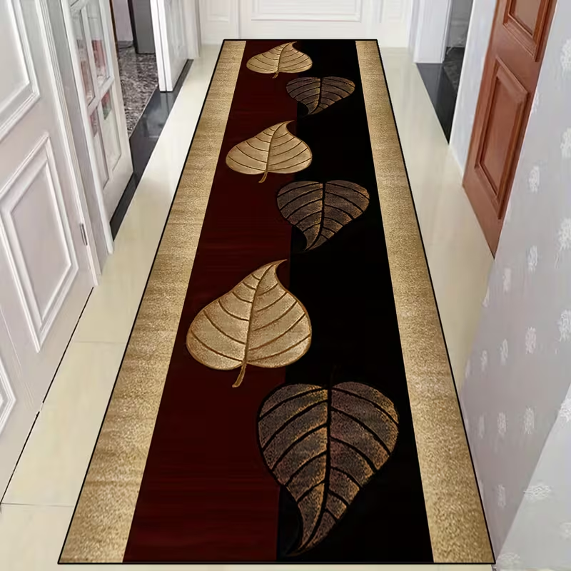 Thumbnail: Green and White Geometric Runner Rug Soft Non-Slip for Kitchen Hallway Bathroom