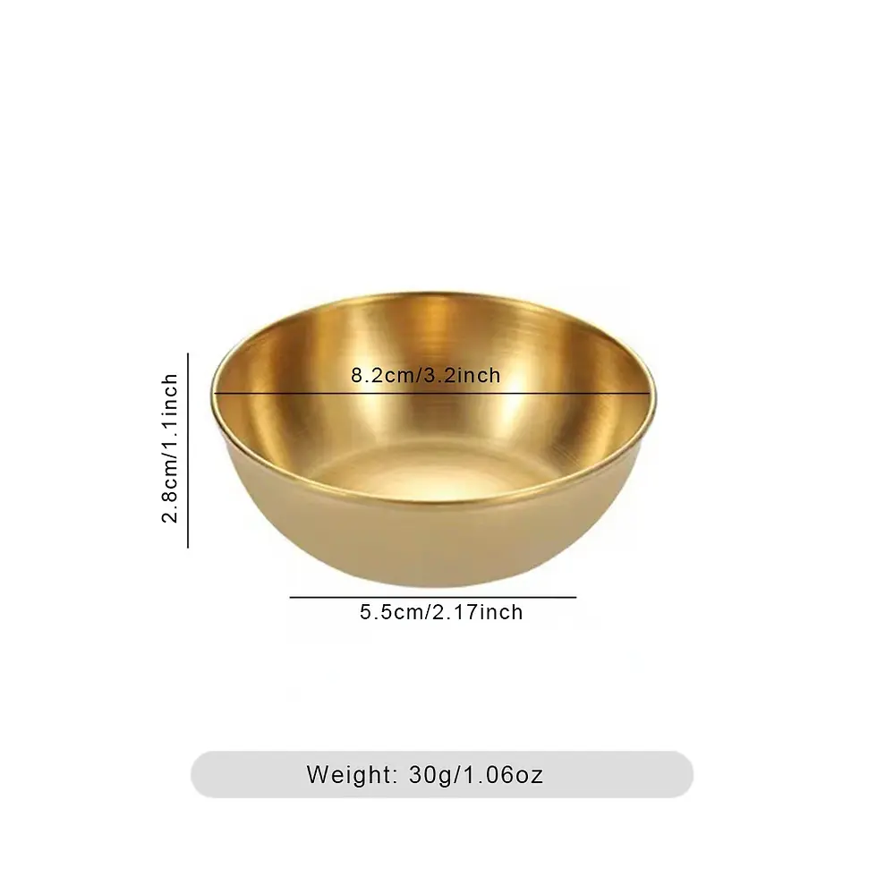 Thumbnail: Set of 8 Gold Stainless Steel Small Sauce Dishes Seasoning Serving Tray Spice Pl