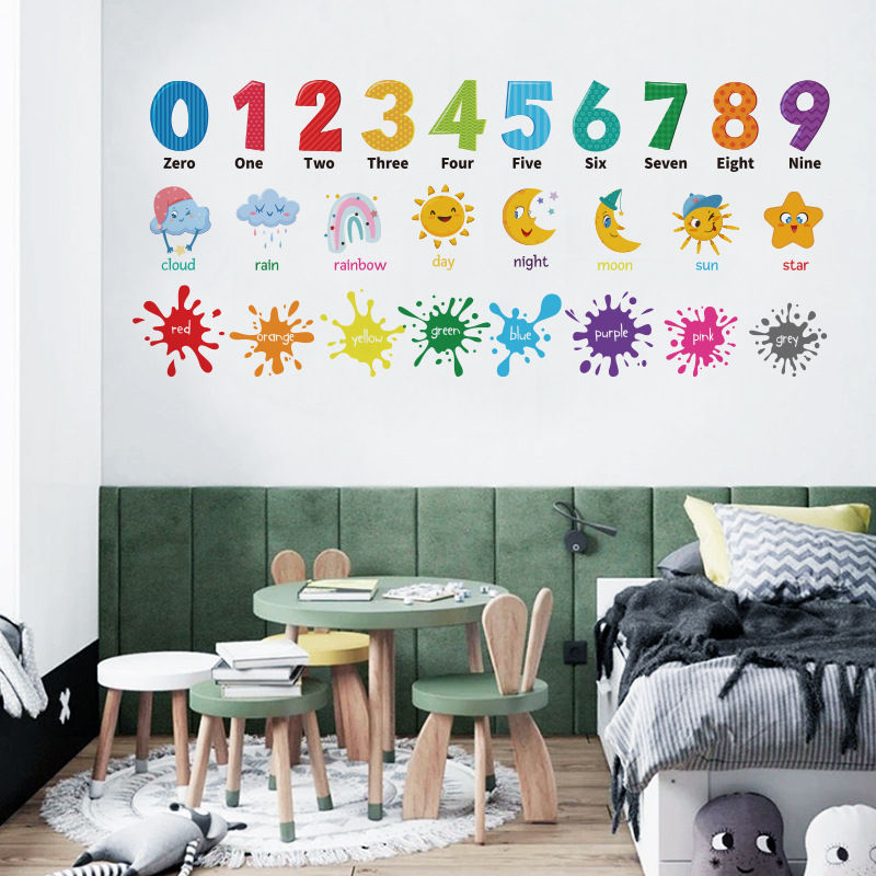 Thumbnail: Home Decor For Living Room Bedroom Early Education Number English Color Wall Dec