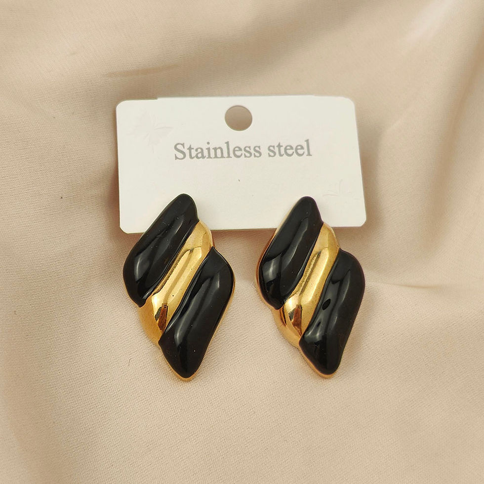 Thumbnail: Charming diamond colored enamel gold-plated 18K women's earrings, high quality w