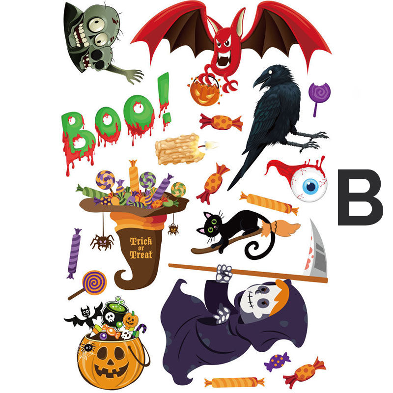 Thumbnail: Halloween Party Scene Atmosphere Decoration Wall Window Stickers Cartoon Pumpkin