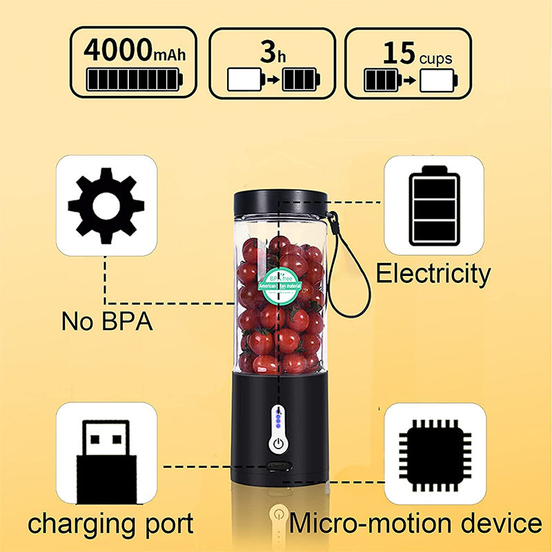 Thumbnail: 530ML Powerful Portable Blender for Smoothies Shakes USB Rechargeable Food Proce