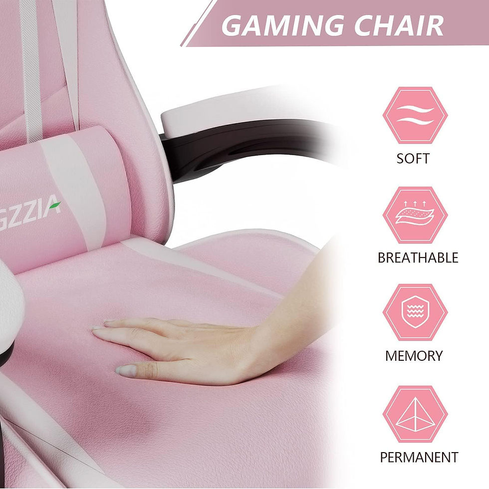 Thumbnail: Ergonomic Gaming Chair Gamer Chairs with Lumbar Cushion + Headrest, Height-Adjus