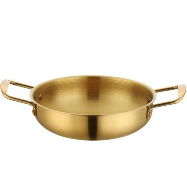 Thumbnail: Gold Color Pot with Lid Double Ear Kitchen Pot Instant Noodles Pots Single Perso